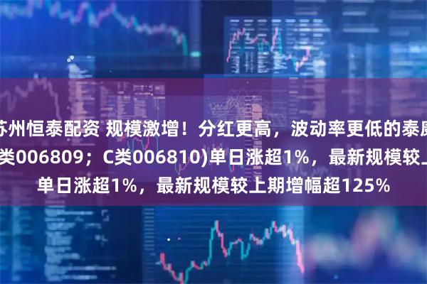 苏州恒泰配资 规模激增！分红更高，波动率更低的泰康香港银行指数(A类006809；C类006810)单日涨超1%，最新规模较上期增幅超125%