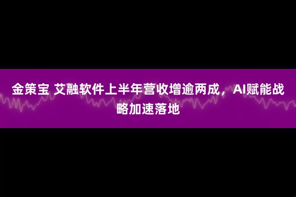 金策宝 艾融软件上半年营收增逾两成,AI赋能战略加速落地